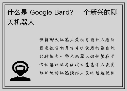 什么是 Google Bard？一个新兴的聊天机器人 